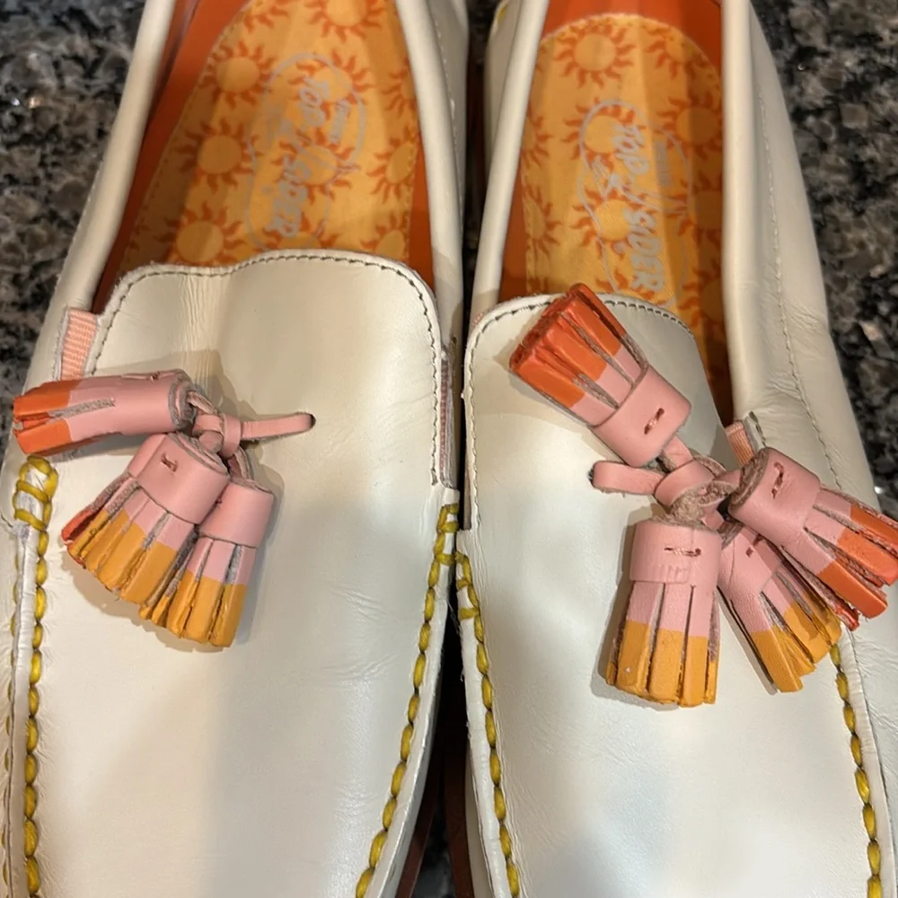 Sperry Top-sider Men’s Captains Tassel Ivory Leather Loafer Size 9 1/2